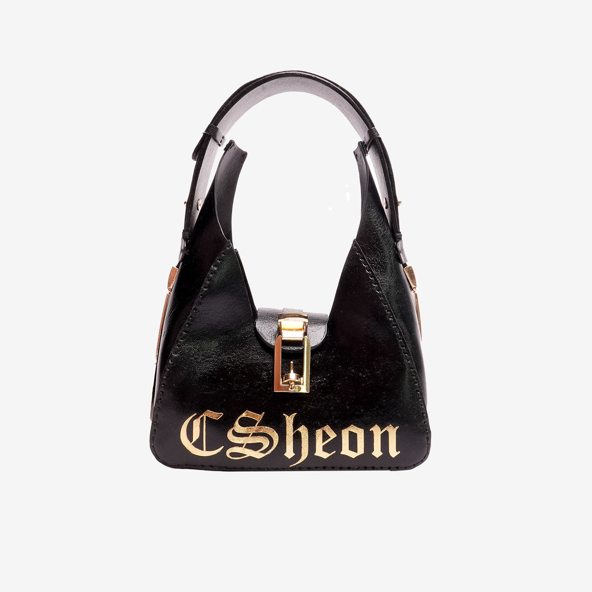 Verona Bag in Full Black Leather - Adjustable Strap