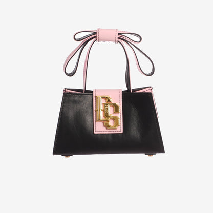 Ribbon Baguette Bag in Black Pink Color