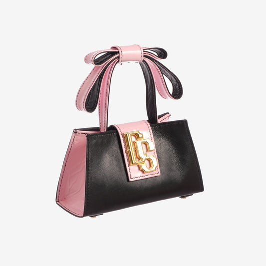 Ribbon Baguette Bag in Black Pink Color
