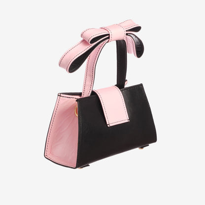 Ribbon Baguette Bag in Black Pink Color