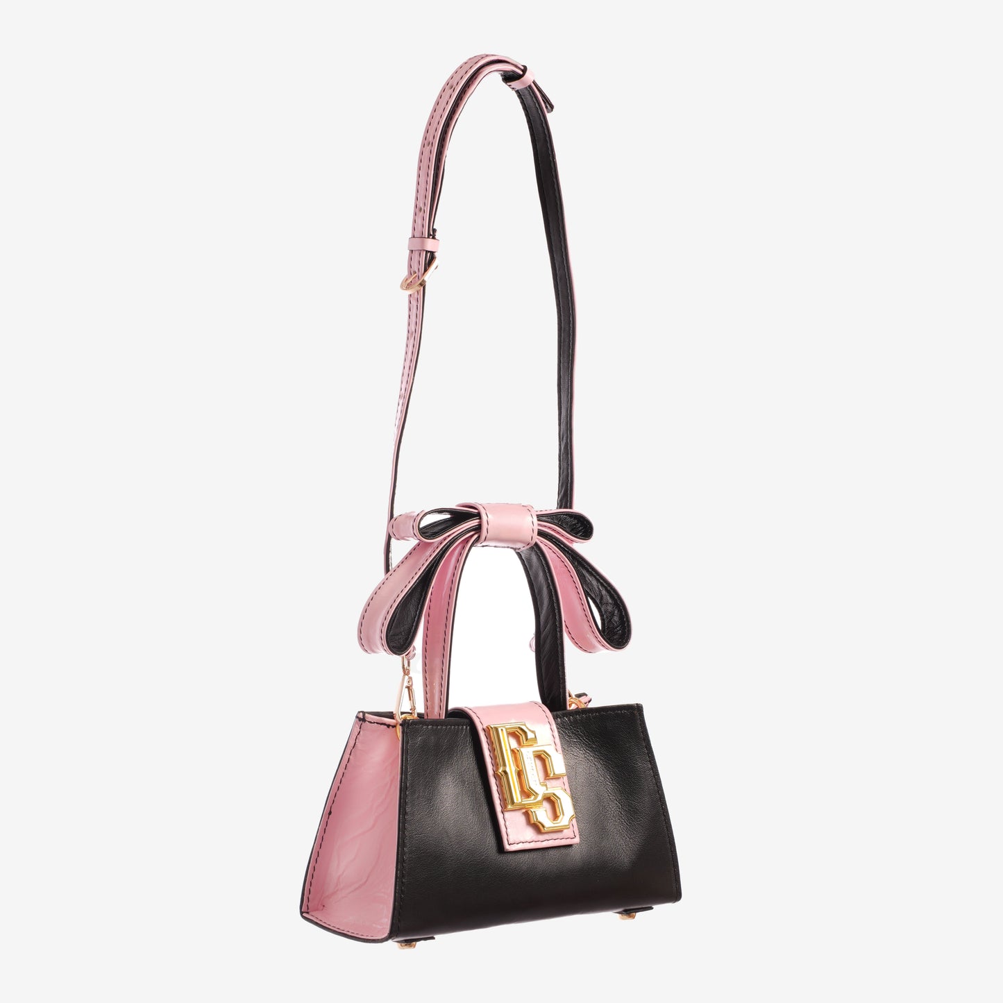 Ribbon Baguette Bag in Black Pink Color