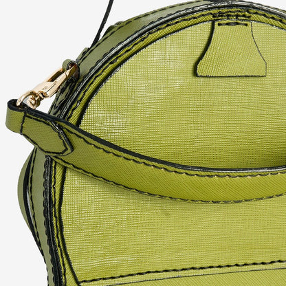 Baseball Cap Style Bag in Green Saffiano Leather