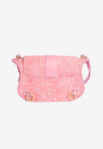 Harlow Bag - 3 Way Bagpack & Crossbody Sling Bag - Matte Pink Snakeskin