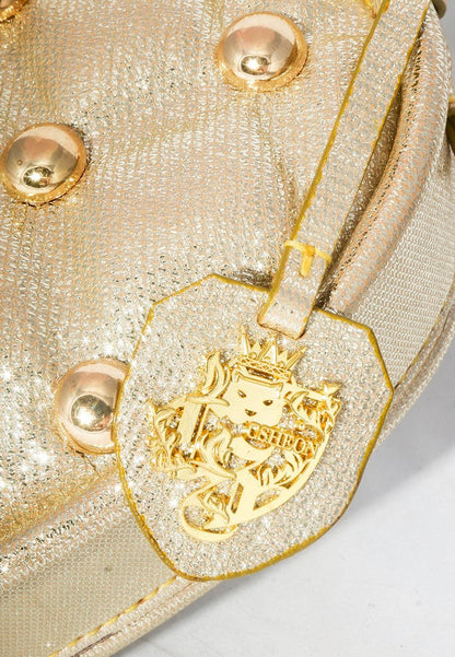 Heart Vanity Bag Studded in Light Gold Glitter