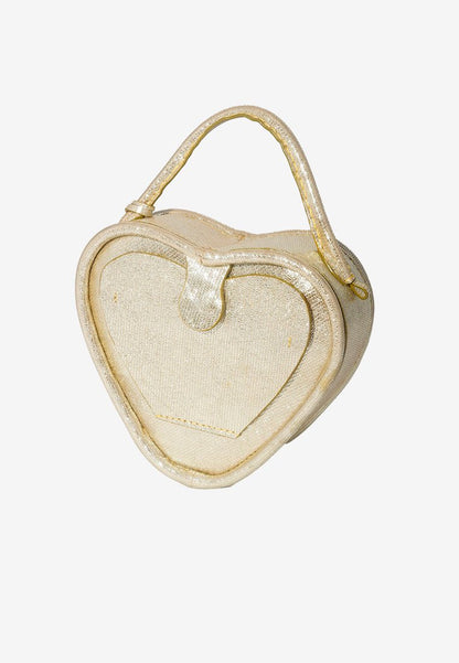 Heart Vanity Bag Studded in Light Gold Glitter