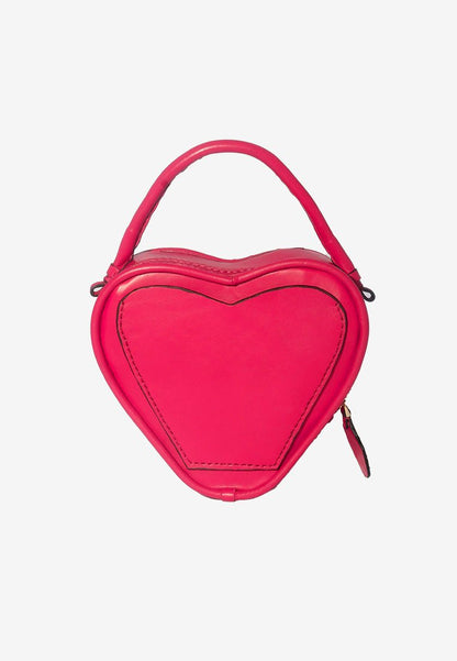 Heart Vanity Bag Studded in Pink-Red with Zipper