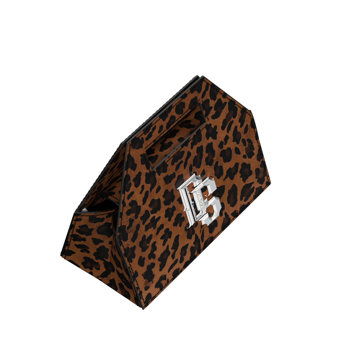 Cake Box Bag in Leopard Print Velour Leather