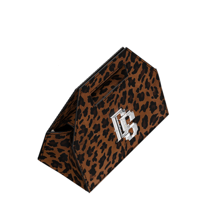 Cake Box Bag in Leopard Print Velour Leather