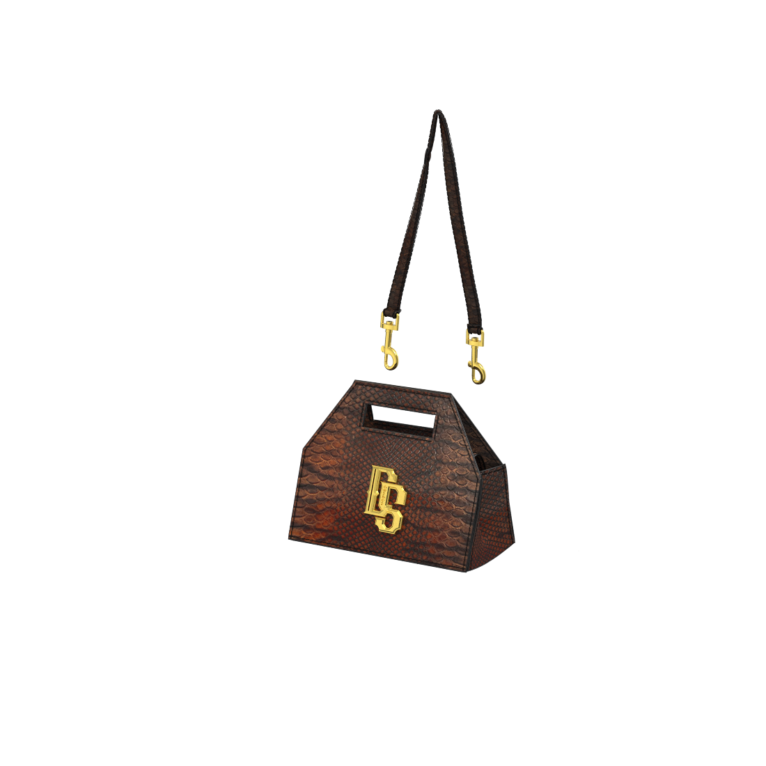 Cake Box Bag in Brown Exotic Leather