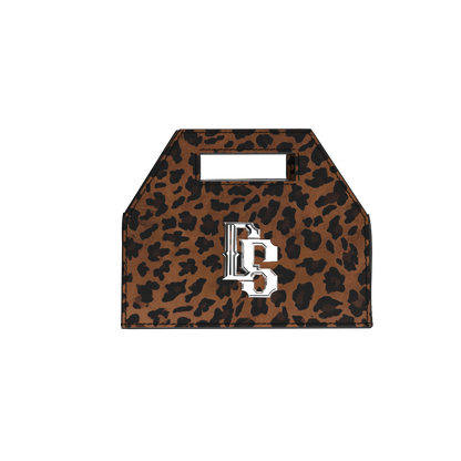 Cake Box Bag in Leopard Print Velour Leather