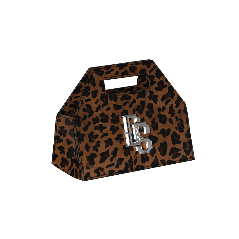 Cake Box Bag in Leopard Print Velour Leather