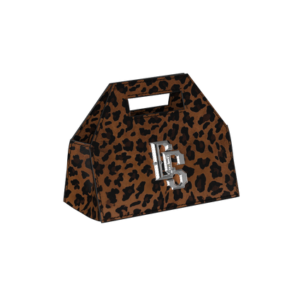 Cake Box Bag in Leopard Print Velour Leather