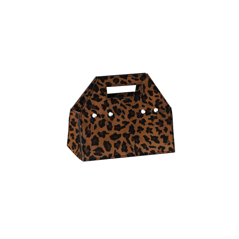 Cake Box Bag in Leopard Print Velour Leather