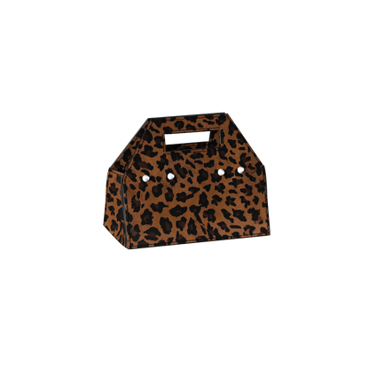 Cake Box Bag in Leopard Print Velour Leather