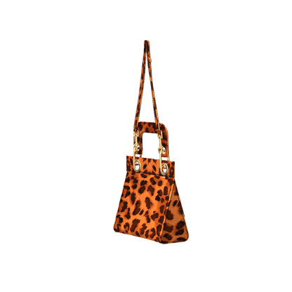 Celia Lace Up Bag in Leopard Print Silk