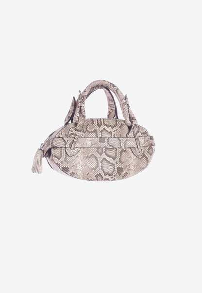 Oval Bag in Snakeskin Gold Logo