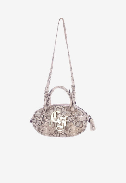 Oval Bag in Snakeskin Gold Logo