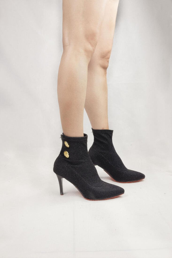 Ankle Hugging Sock Boots with Logo Gold 