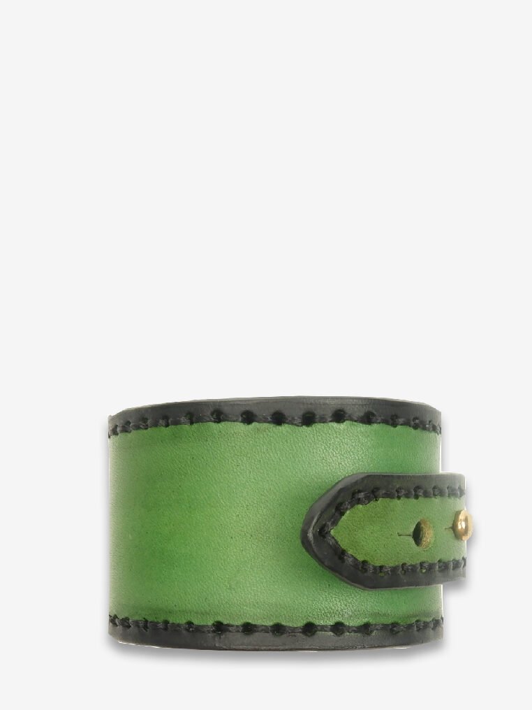 Minato Minimal Leather Bracelet Green Leather