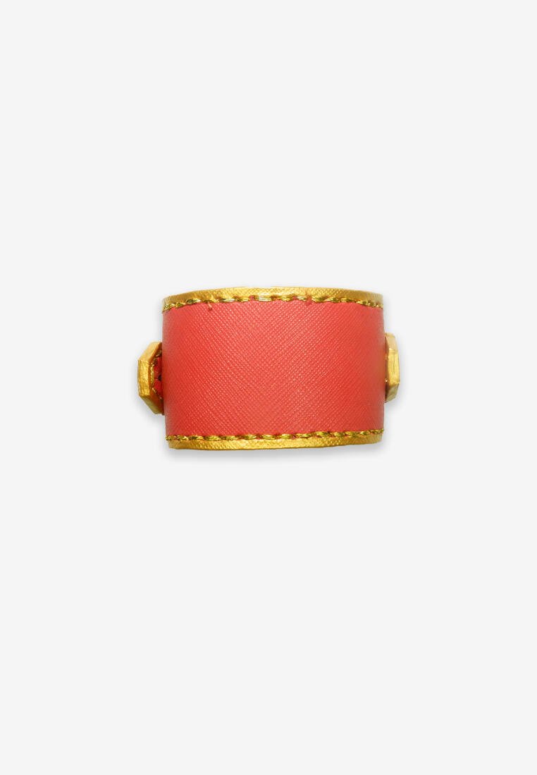 Cargo Bracelet Red and Gold Leather