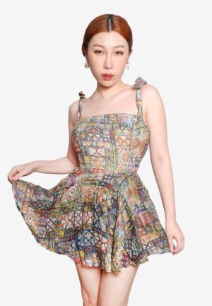 Maze Chiffon Baroque Mini Dress