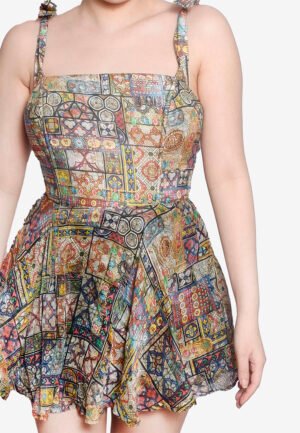 Maze Chiffon Baroque Mini Dress