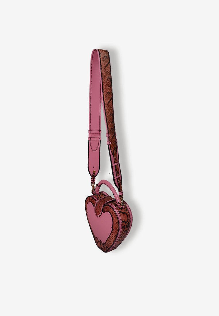 Heart Bag in Pink Snakeskin Print