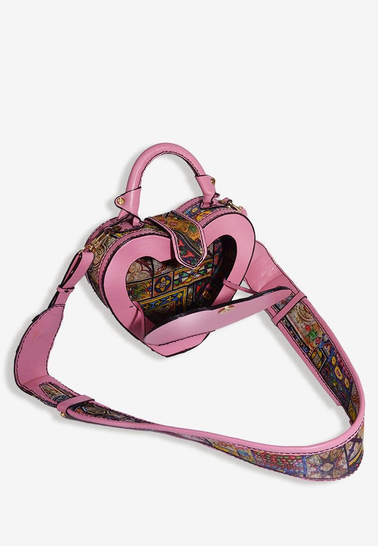 Heart Bag in Maze Chiffon Pink
