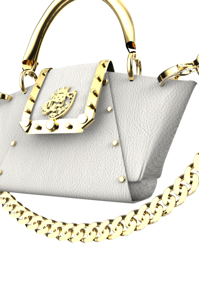Bat Bag in White Leather - Small Size