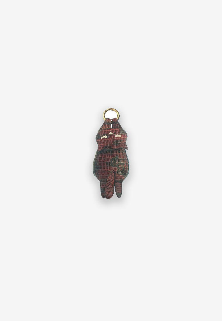 CAT-TO KEY HOLDER CHAIN - EXOTIC BURGUNDY LEATHER