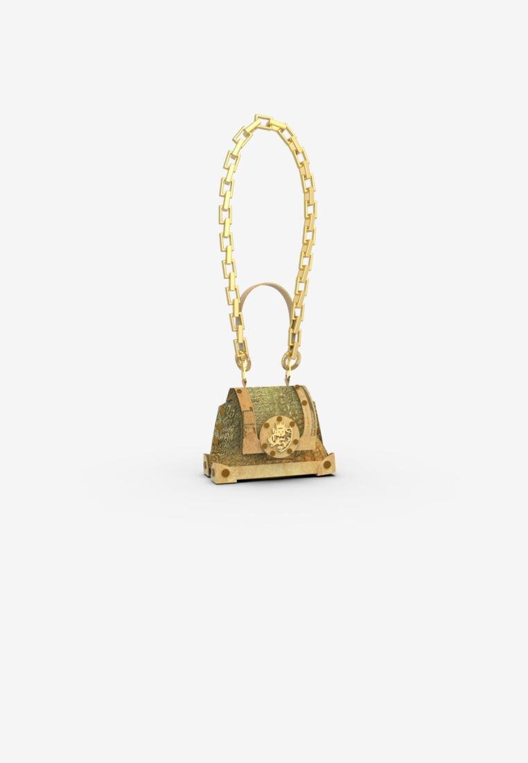 Camp Bag in Gold Croc Style Small