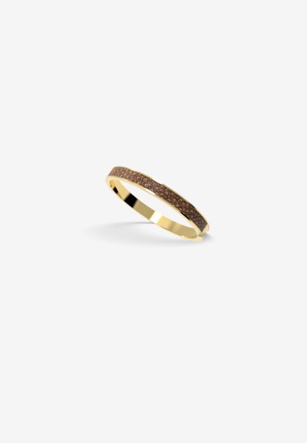 Gold Bangle in Pearl Sting Ray Leather