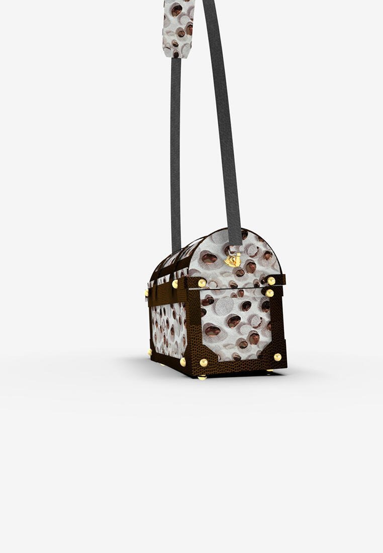 Chestbox Bag Exotic Leather Gold Polka