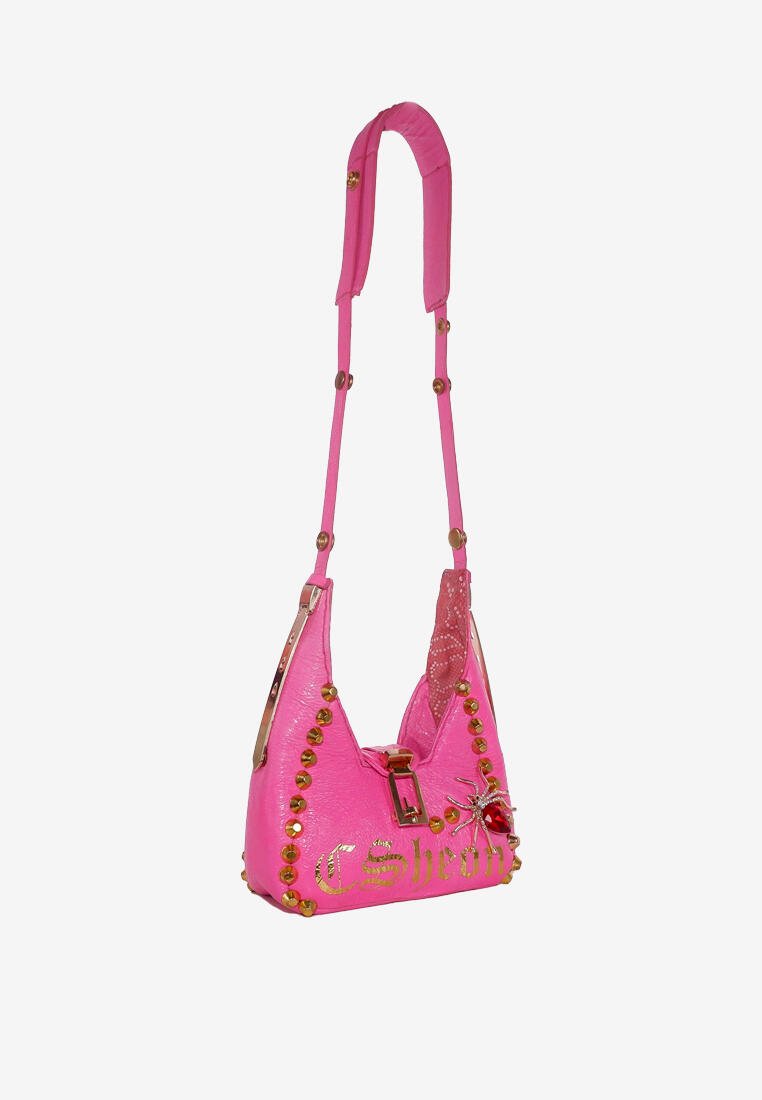 Verona Bag in Pink Leather with Jewel - Adjustable Strap