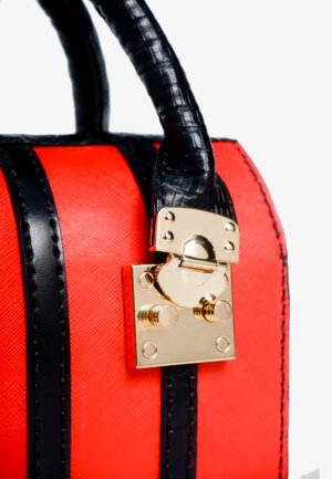 Red Black Boston Bag with Strap V2