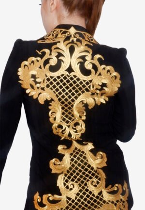 Black Baroque Gold Embroidery Blazer
