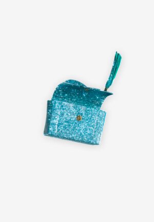 Blue Rhinestone Bling Bag with Chain