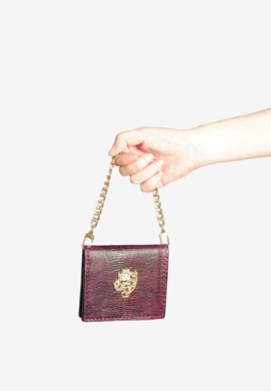 Wallet on Chain Compact Deep Purple Leather