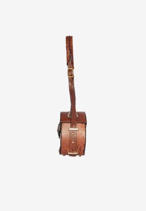Grenette Round Bag Brown Crocskin Leather