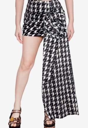 Swallow Grid Asymmetrical Bustier & Skirt Set