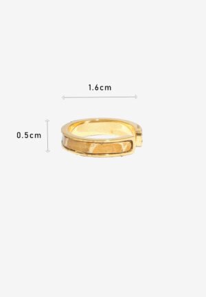 14K Gold Plated Ring Open Design with Brown Crocskin