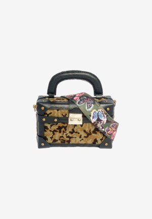 Trunk Handle Bag in Camouflage Leather with Butterfly Shoulder Strap