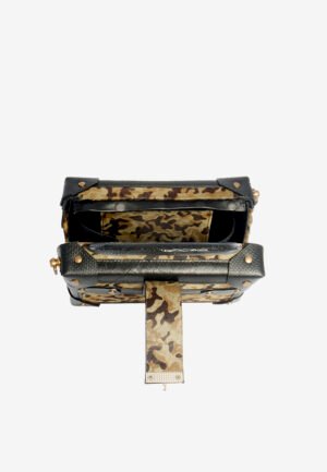 Trunk Handle Bag in Camouflage Leather with Butterfly Shoulder Strap