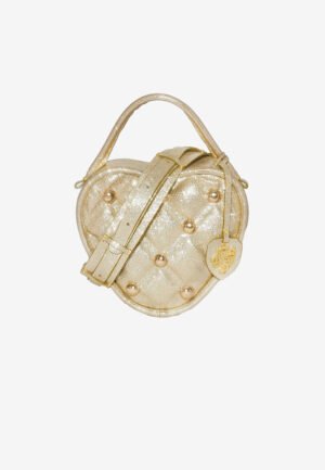 Heart Vanity Bag Studded in Light Gold Glitter